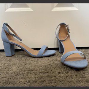 DREAM PAIRS Unused Chunk Heels Baby Blue Suede 3" Heel - Size 10